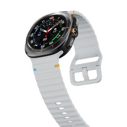 For Samsung Galaxy Watch Ultra 47mm / Ultra 2025 Kalebol Wave-stitched Silicone Strap(Light Grey) by Kalebol