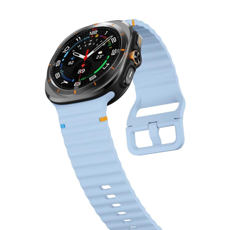 For Samsung Galaxy Watch Ultra 47mm / Ultra 2025 Kalebol Wave-stitched Silicone Strap(Light Blue) by Kalebol