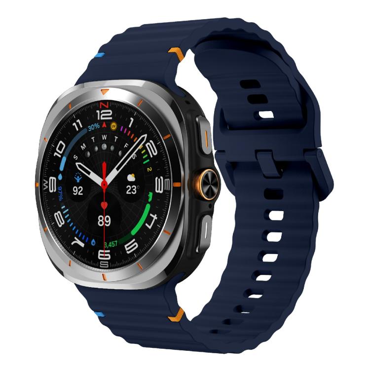 For Samsung Galaxy Watch Ultra 47mm / Ultra 2025 Kalebol Wave-stitched Silicone Strap(Midnight Blue) by Kalebol
