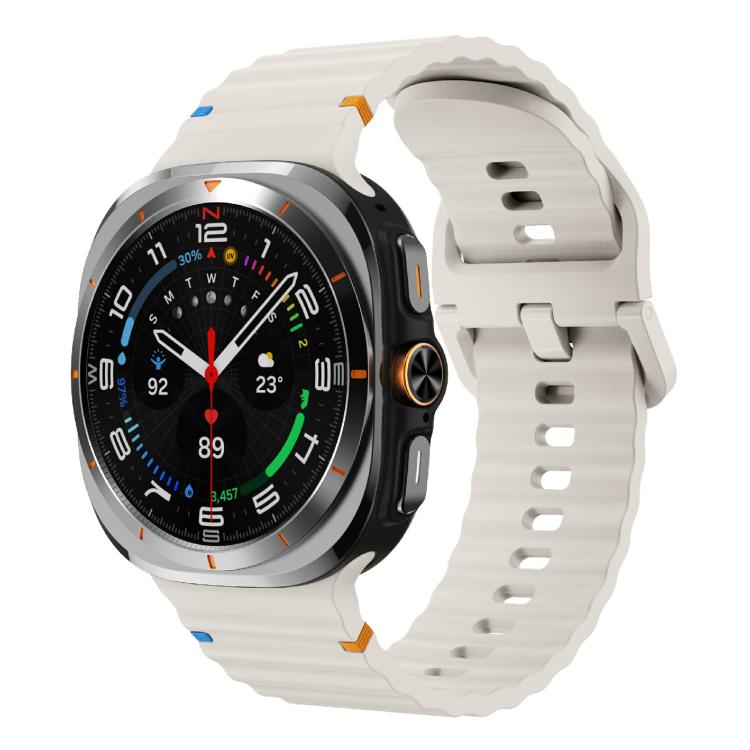 For Samsung Galaxy Watch Ultra 47mm / Ultra 2025 Kalebol Wave-stitched Silicone Strap(Starlight) by Kalebol
