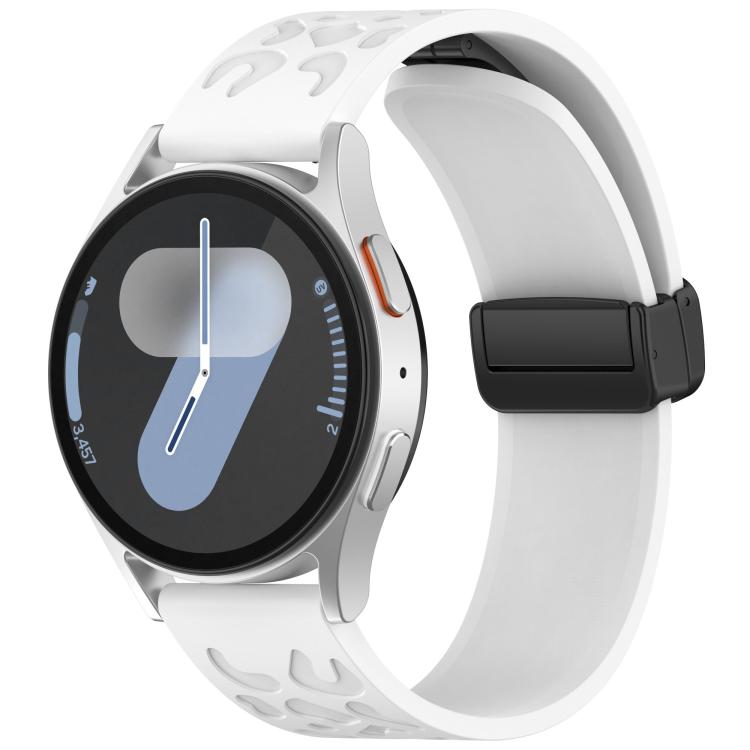 18mm Kalebol Universal Leopard Print Magnetic Folding Buckle Silicone Strap(White) by Kalebol