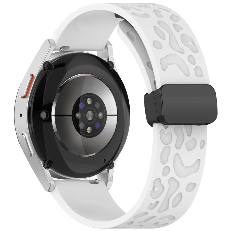 18mm Kalebol Universal Leopard Print Magnetic Folding Buckle Silicone Strap(White) by Kalebol