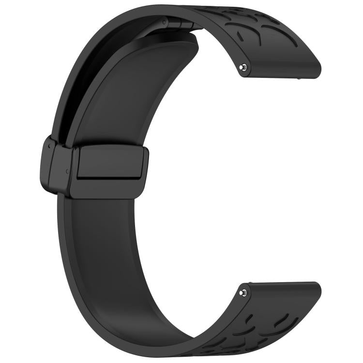 18mm Kalebol Universal Leopard Print Magnetic Folding Buckle Silicone Strap(Black) by Kalebol