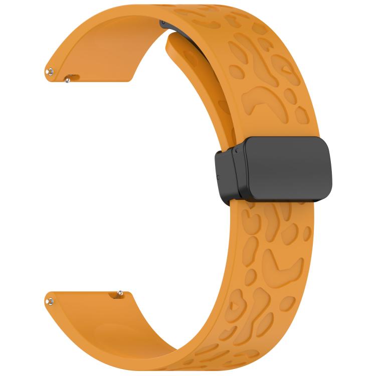 18mm Kalebol Universal Leopard Print Magnetic Folding Buckle Silicone Strap(Yellow) by Kalebol