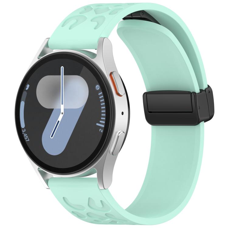 18mm Kalebol Universal Leopard Print Magnetic Folding Buckle Silicone Strap(Teal Blue) by Kalebol