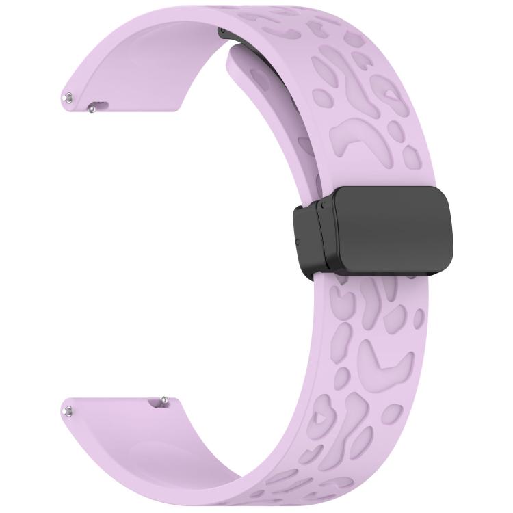 18mm Kalebol Universal Leopard Print Magnetic Folding Buckle Silicone Strap(Purple) by Kalebol