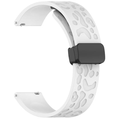 20mm Kalebol Universal Leopard Print Magnetic Folding Buckle Silicone Strap(White) by Kalebol