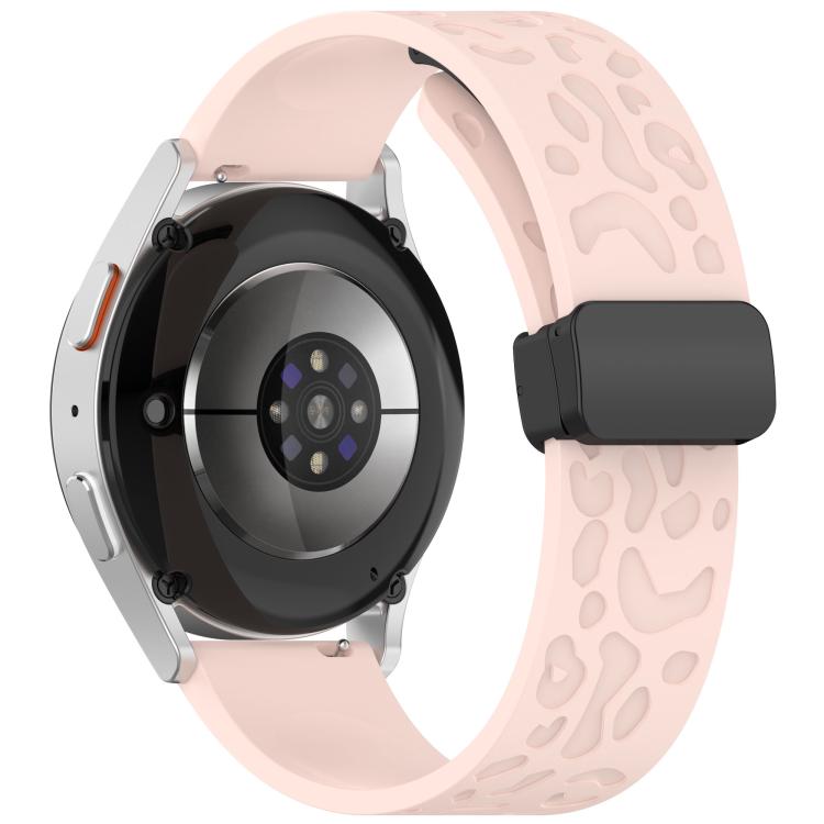 20mm Kalebol Universal Leopard Print Magnetic Folding Buckle Silicone Strap(Pink) by Kalebol