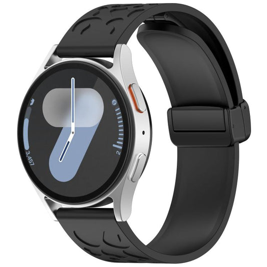 20mm Kalebol Universal Leopard Print Magnetic Folding Buckle Silicone Strap(Black) by Kalebol