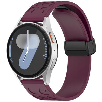 20mm Kalebol Universal Leopard Print Magnetic Folding Buckle Silicone Strap(Wine Red) by Kalebol