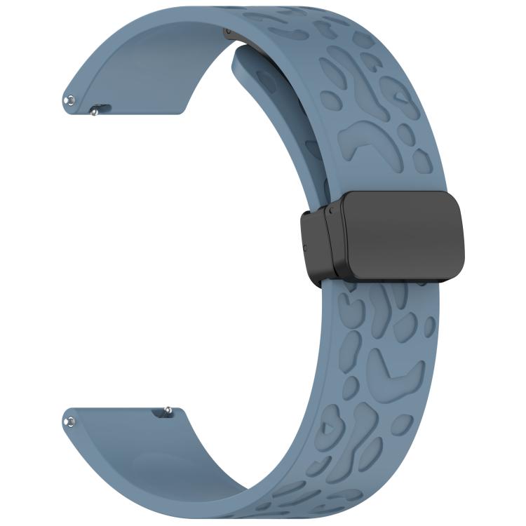 20mm Kalebol Universal Leopard Print Magnetic Folding Buckle Silicone Strap(Slate Blue) by Kalebol