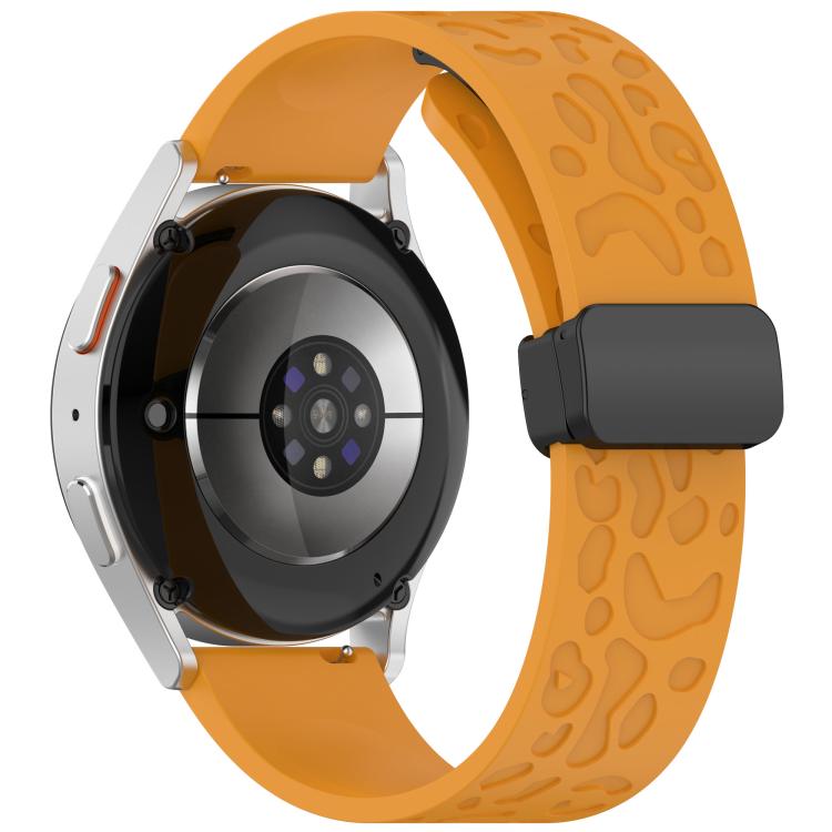 22mm Kalebol Universal Leopard Print Magnetic Folding Buckle Silicone Strap(Yellow) by Kalebol