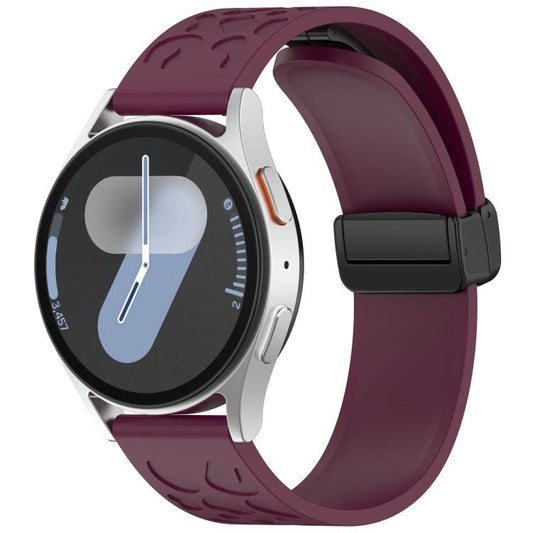 22mm Kalebol Universal Leopard Print Magnetic Folding Buckle Silicone Strap(Wine Red) by Kalebol