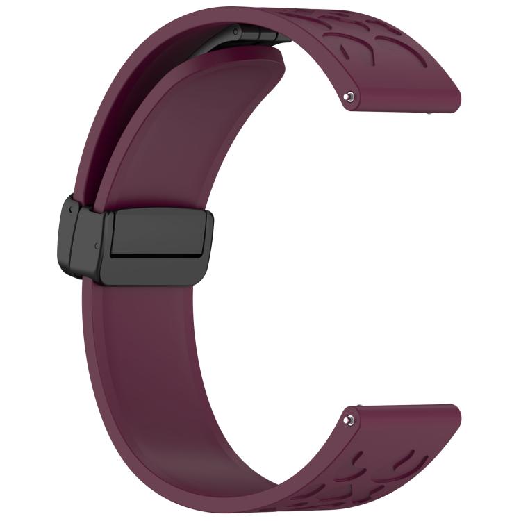 22mm Kalebol Universal Leopard Print Magnetic Folding Buckle Silicone Strap(Wine Red) by Kalebol