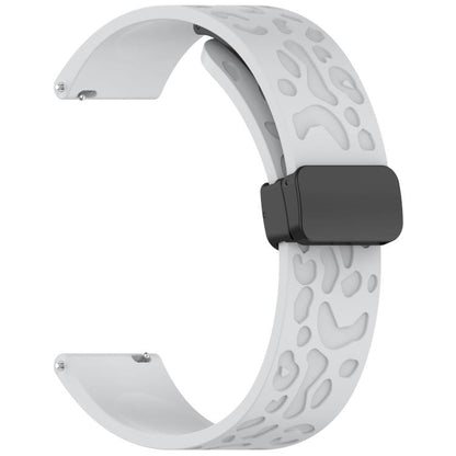 22mm Kalebol Universal Leopard Print Magnetic Folding Buckle Silicone Strap(Light Grey) by Kalebol