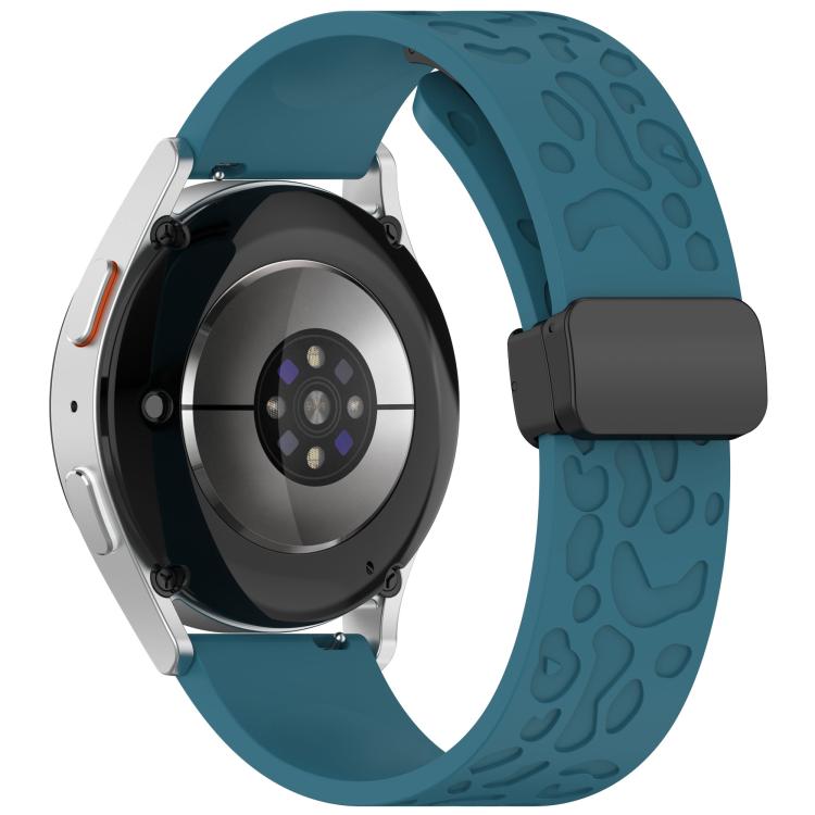 22mm Kalebol Universal Leopard Print Magnetic Folding Buckle Silicone Strap(Dark Blue) by Kalebol