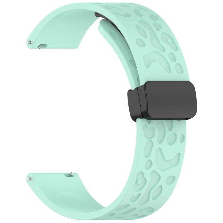 22mm Kalebol Universal Leopard Print Magnetic Folding Buckle Silicone Strap(Teal Blue) by Kalebol