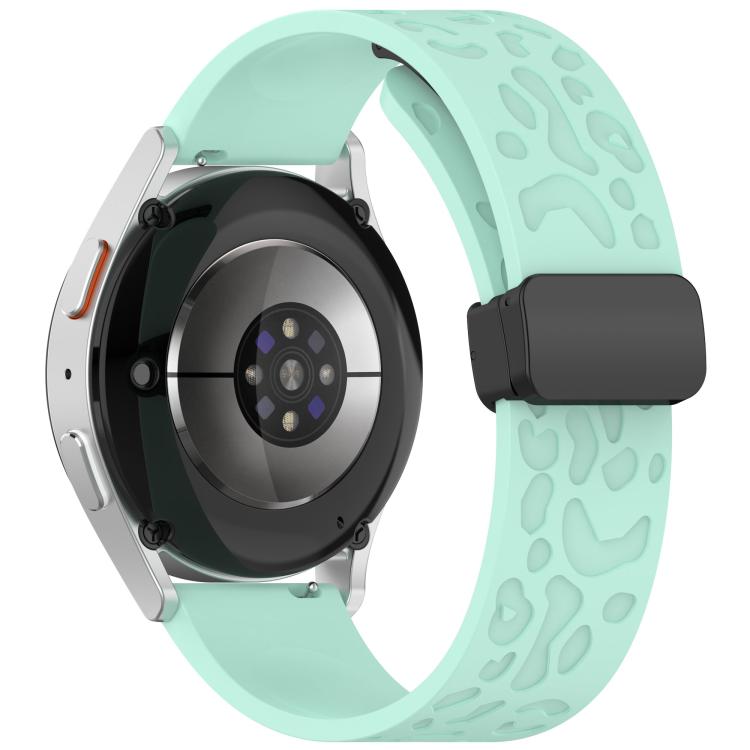 22mm Kalebol Universal Leopard Print Magnetic Folding Buckle Silicone Strap(Teal Blue) by Kalebol