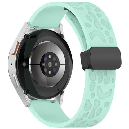 22mm Kalebol Universal Leopard Print Magnetic Folding Buckle Silicone Strap(Teal Blue) by Kalebol
