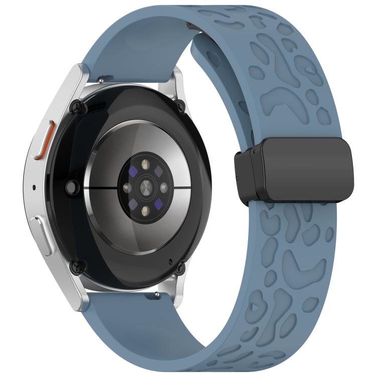 22mm Kalebol Universal Leopard Print Magnetic Folding Buckle Silicone Strap(Slate Blue) by Kalebol