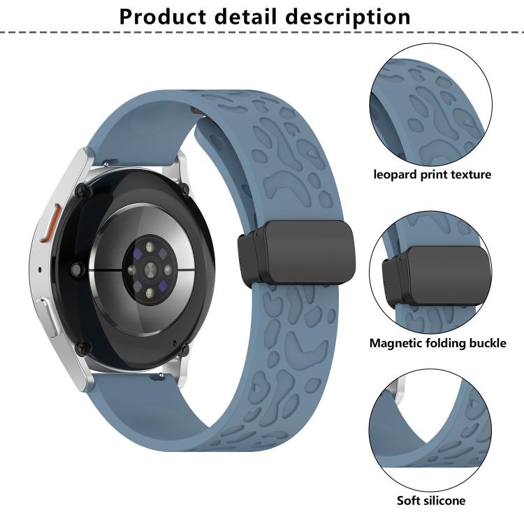 20mm Kalebol Universal Leopard Print Magnetic Folding Buckle Silicone Strap(Light Grey) by Kalebol