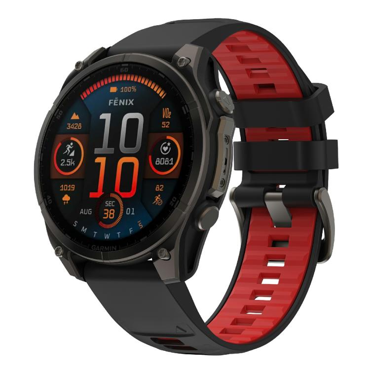 For Garmin 26mm Kalebol Two-color Silicone Strap(Black Red) by Kalebol