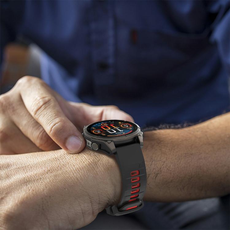 For Garmin 26mm Kalebol Two-color Silicone Strap(Black Red) by Kalebol