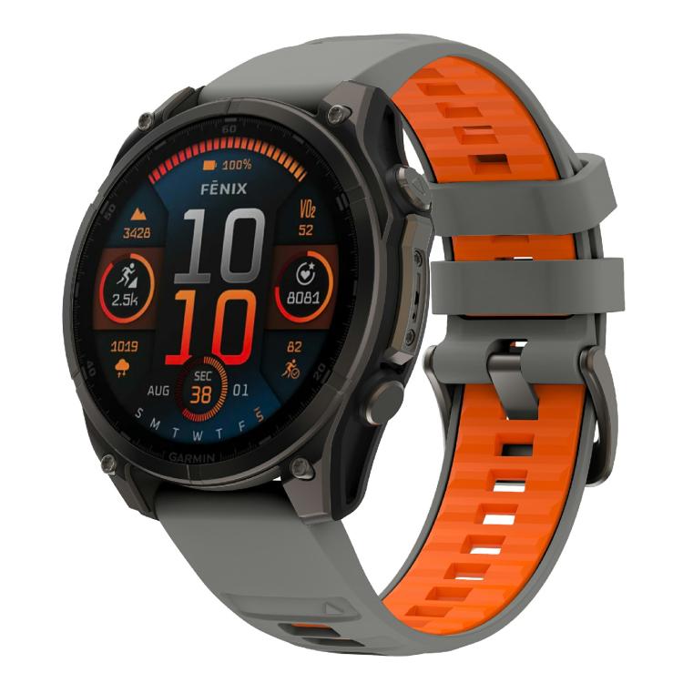 For Garmin 26mm Kalebol Two-color Silicone Strap(Space Grey Orange) by Kalebol