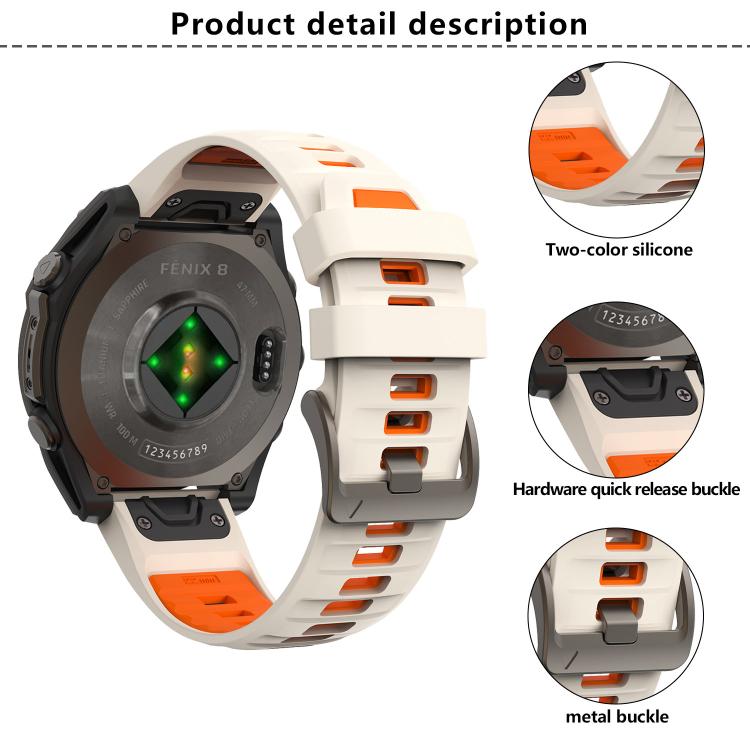 For Garmin 26mm Kalebol Two-color Silicone Strap(Black Grey) by Kalebol