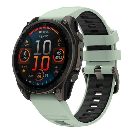 For Garmin 22mm Kalebol Two-color Silicone Strap(Mint Green Black) by Kalebol