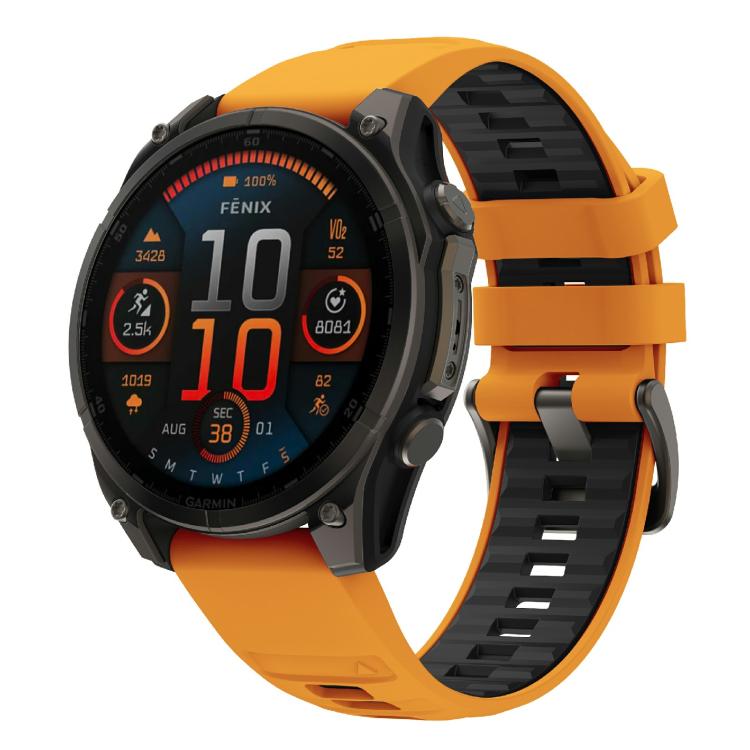 For Garmin 22mm Kalebol Two-color Silicone Strap(Orange Black) by Kalebol