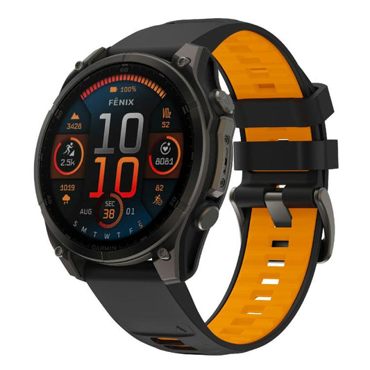 For Garmin 22mm Kalebol Two-color Silicone Strap(Black Orange) by Kalebol