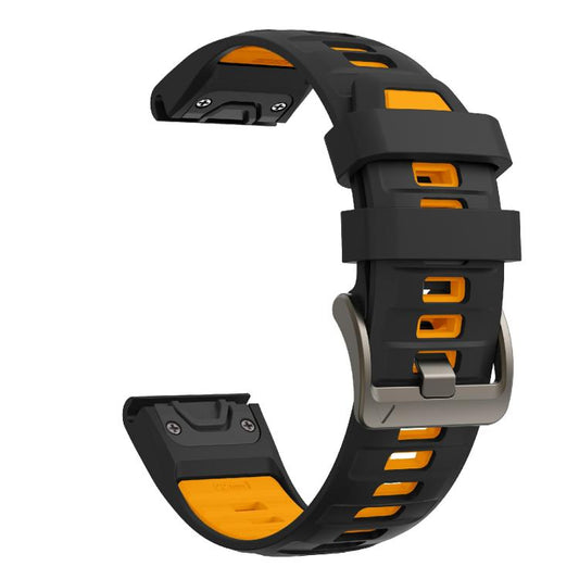 For Garmin 22mm Kalebol Two-color Silicone Strap(Black Orange) by Kalebol
