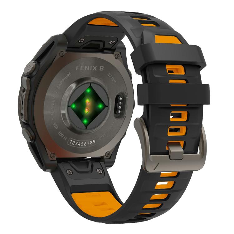 For Garmin 22mm Kalebol Two-color Silicone Strap(Black Orange) by Kalebol