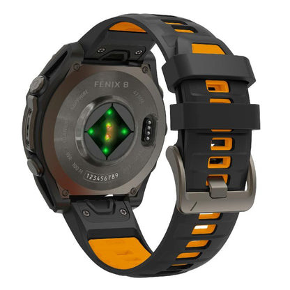 For Garmin 22mm Kalebol Two-color Silicone Strap(Black Orange) by Kalebol