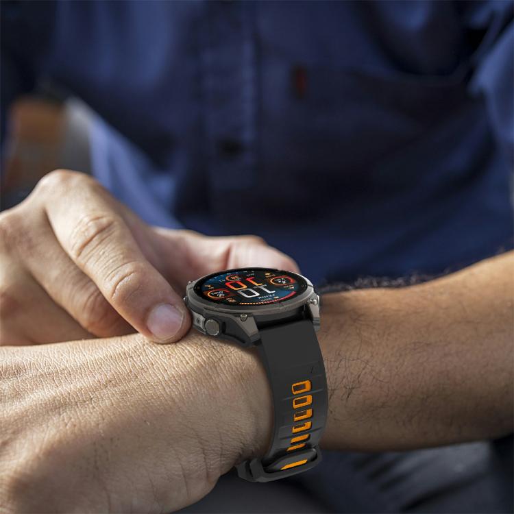 For Garmin 22mm Kalebol Two-color Silicone Strap(Black Orange) by Kalebol