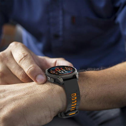 For Garmin 22mm Kalebol Two-color Silicone Strap(Black Orange) by Kalebol