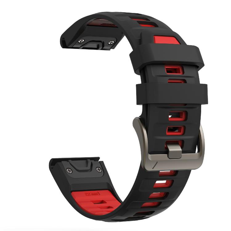 For Garmin 22mm Kalebol Two-color Silicone Strap(Black Red) by Kalebol
