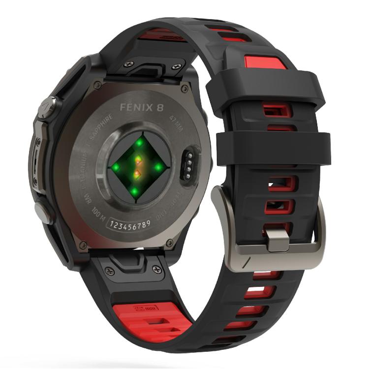 For Garmin 22mm Kalebol Two-color Silicone Strap(Black Red) by Kalebol