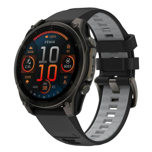 For Garmin 22mm Kalebol Two-color Silicone Strap(Black Grey) by Kalebol