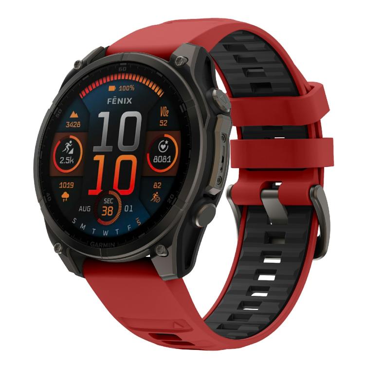 For Garmin 22mm Kalebol Two-color Silicone Strap(Red Black) by Kalebol