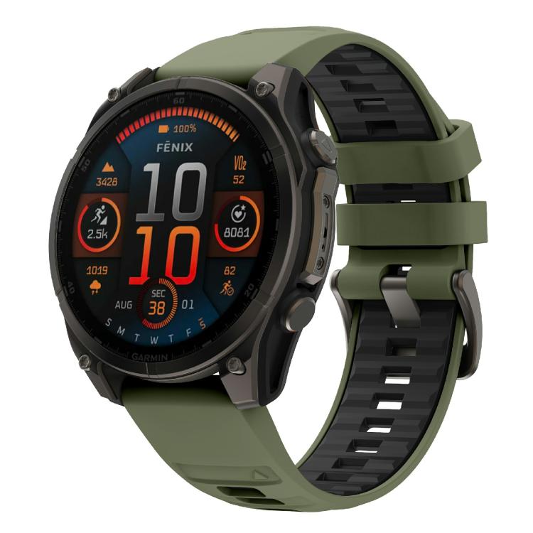 For Garmin 22mm Kalebol Two-color Silicone Strap(Army Green Black) by Kalebol