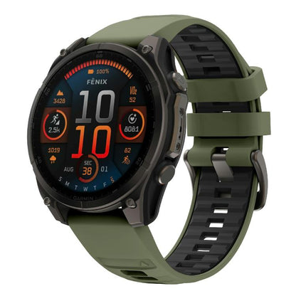 For Garmin 22mm Kalebol Two-color Silicone Strap(Army Green Black) by Kalebol