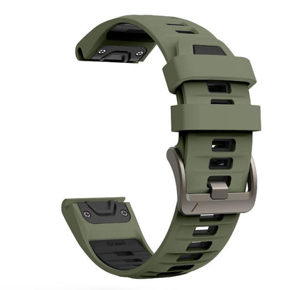 For Garmin 22mm Kalebol Two-color Silicone Strap(Army Green Black) by Kalebol