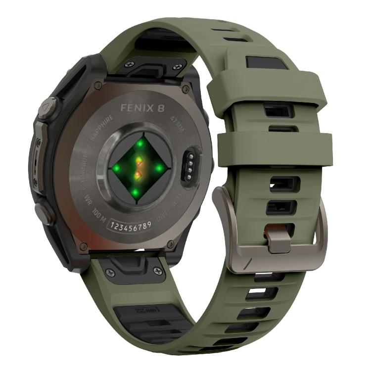 For Garmin 22mm Kalebol Two-color Silicone Strap(Army Green Black) by Kalebol
