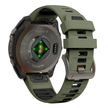 For Garmin 22mm Kalebol Two-color Silicone Strap(Army Green Black) by Kalebol