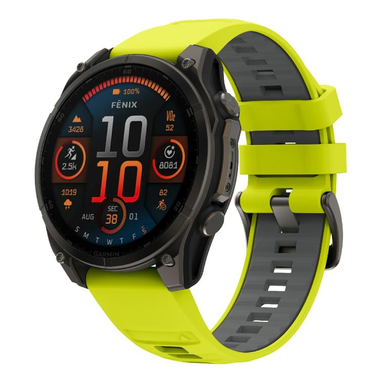 For Garmin 22mm Kalebol Two-color Silicone Strap(Lime Grey) by Kalebol