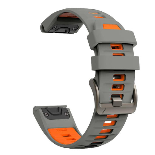 For Garmin 22mm Kalebol Two-color Silicone Strap(Space Grey Orange) by Kalebol