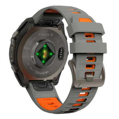 For Garmin 22mm Kalebol Two-color Silicone Strap(Space Grey Orange) by Kalebol