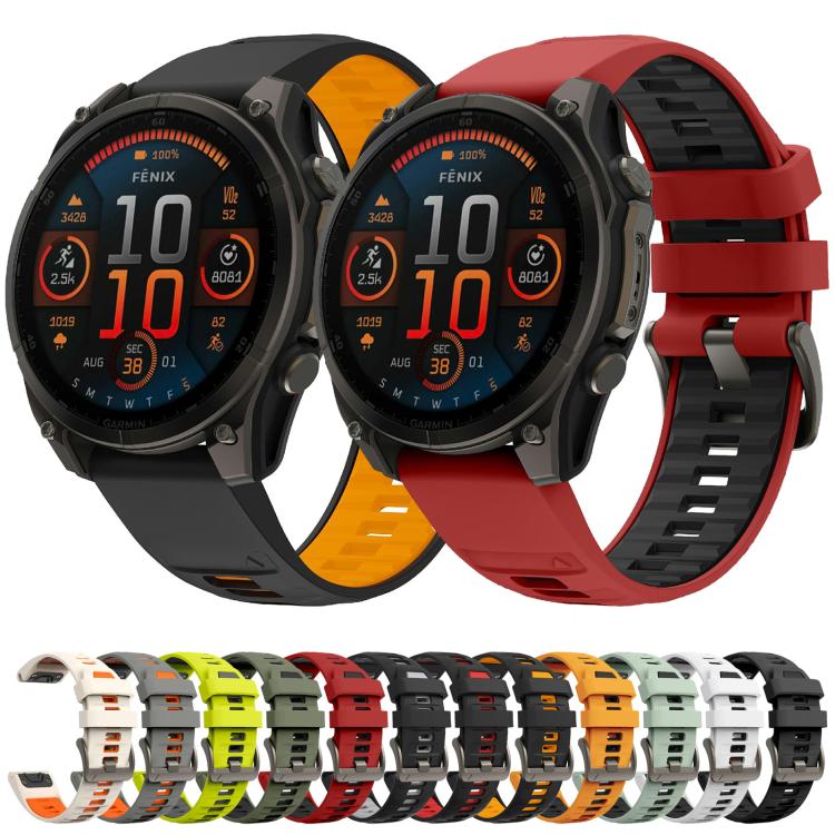For Garmin 22mm Kalebol Two-color Silicone Strap(Orange Black) by Kalebol